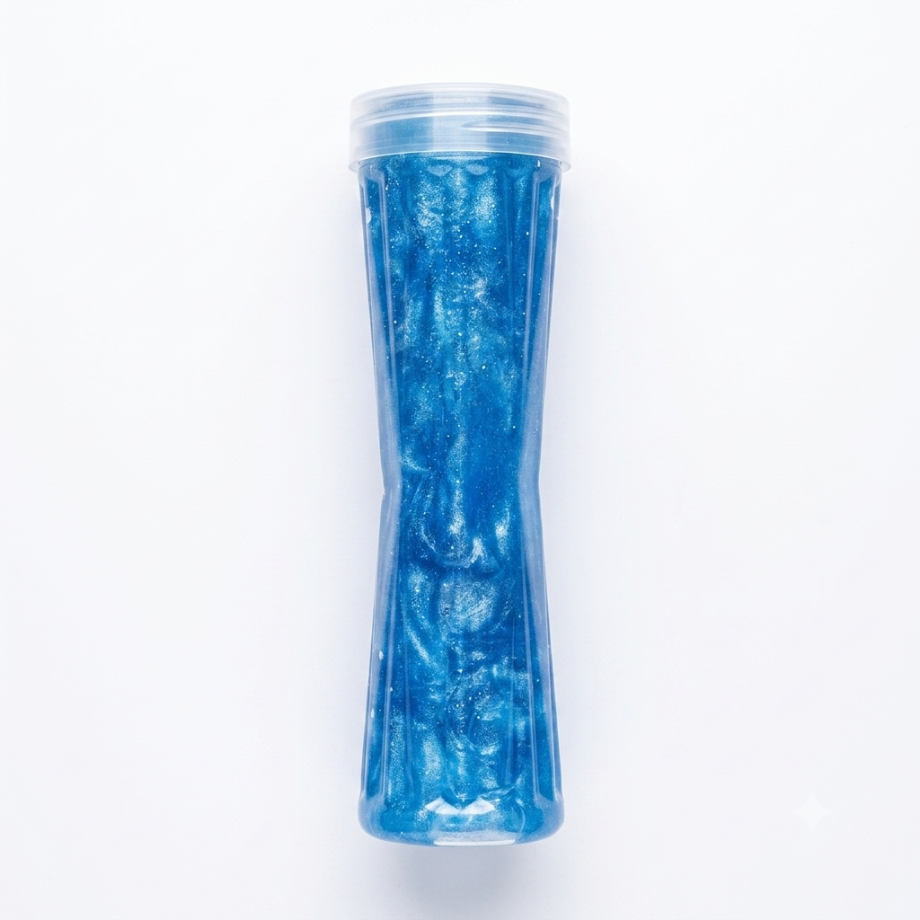 Ocean Blue Pearl Shimmer Slime — Large Tall Jar | Marble Swirl Glitter Sensory Fidget Toy for Kids