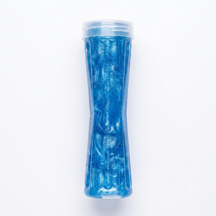 Ocean Blue Pearl Shimmer Slime — Large Tall Jar | Marble Swirl Glitter Sensory Fidget Toy for Kids