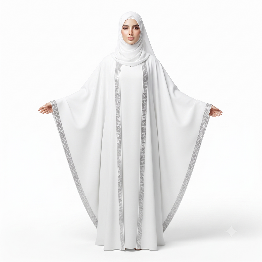 Premium Dubai Imported 2 Piece Butterfly Abaya Set for Women | Nida Fabric with Matching Inner & Hijab