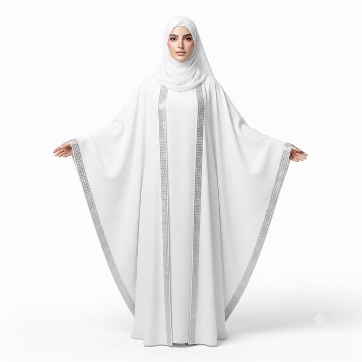 Premium Dubai Imported 2 Piece Butterfly Abaya Set for Women | Nida Fabric with Matching Inner & Hijab