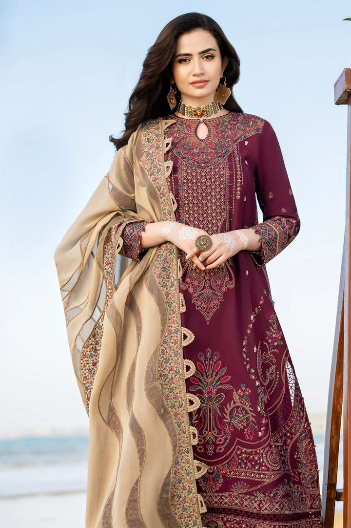 JAZMIN Lawn Cotton Suit With Organza Dupatta