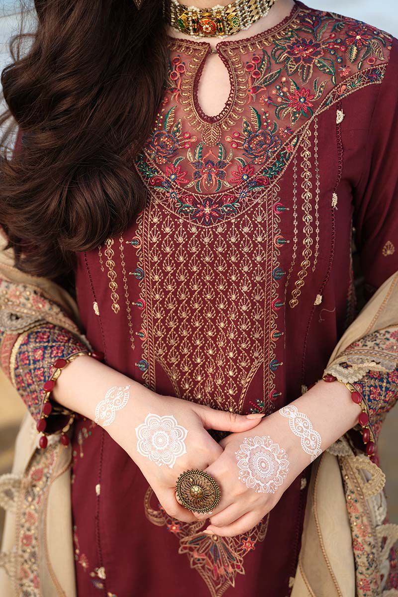 JAZMIN Lawn Cotton Suit With Organza Dupatta