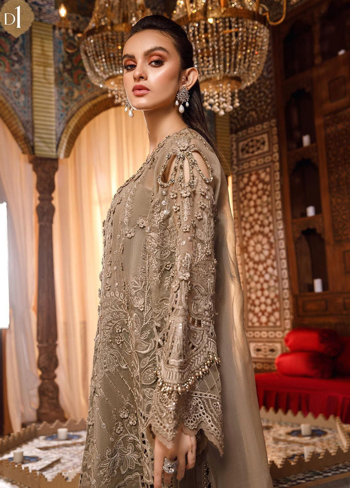 MARIA B Heavy Embroidered Front With Handwork & Stone Work WITH Heavy 3D flower Attach With Stone Punch