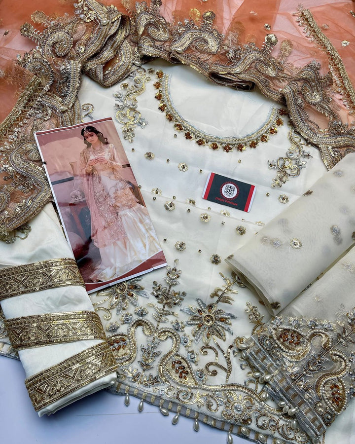 Premium Organza Suit 🌸 | Net Dupatta & Silk Trouser