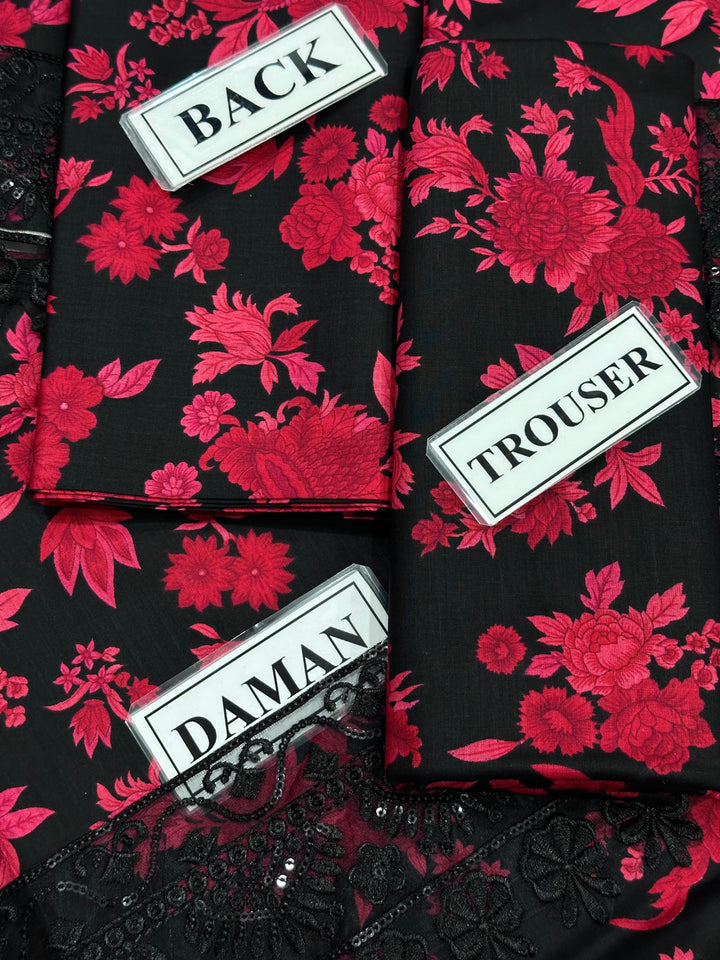 ANEELA’S Unstitch Replica  FABRIC LAWN Suit With CHIFFON embroidered Dupatta