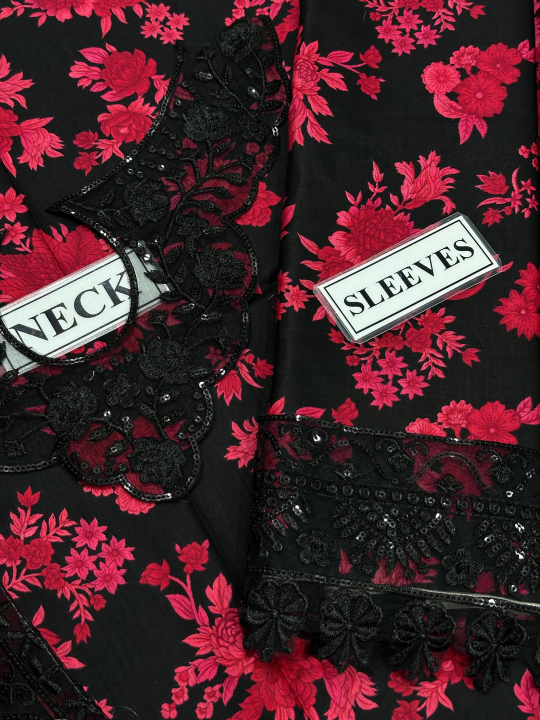 ANEELA’S Unstitch Replica  FABRIC LAWN Suit With CHIFFON embroidered Dupatta