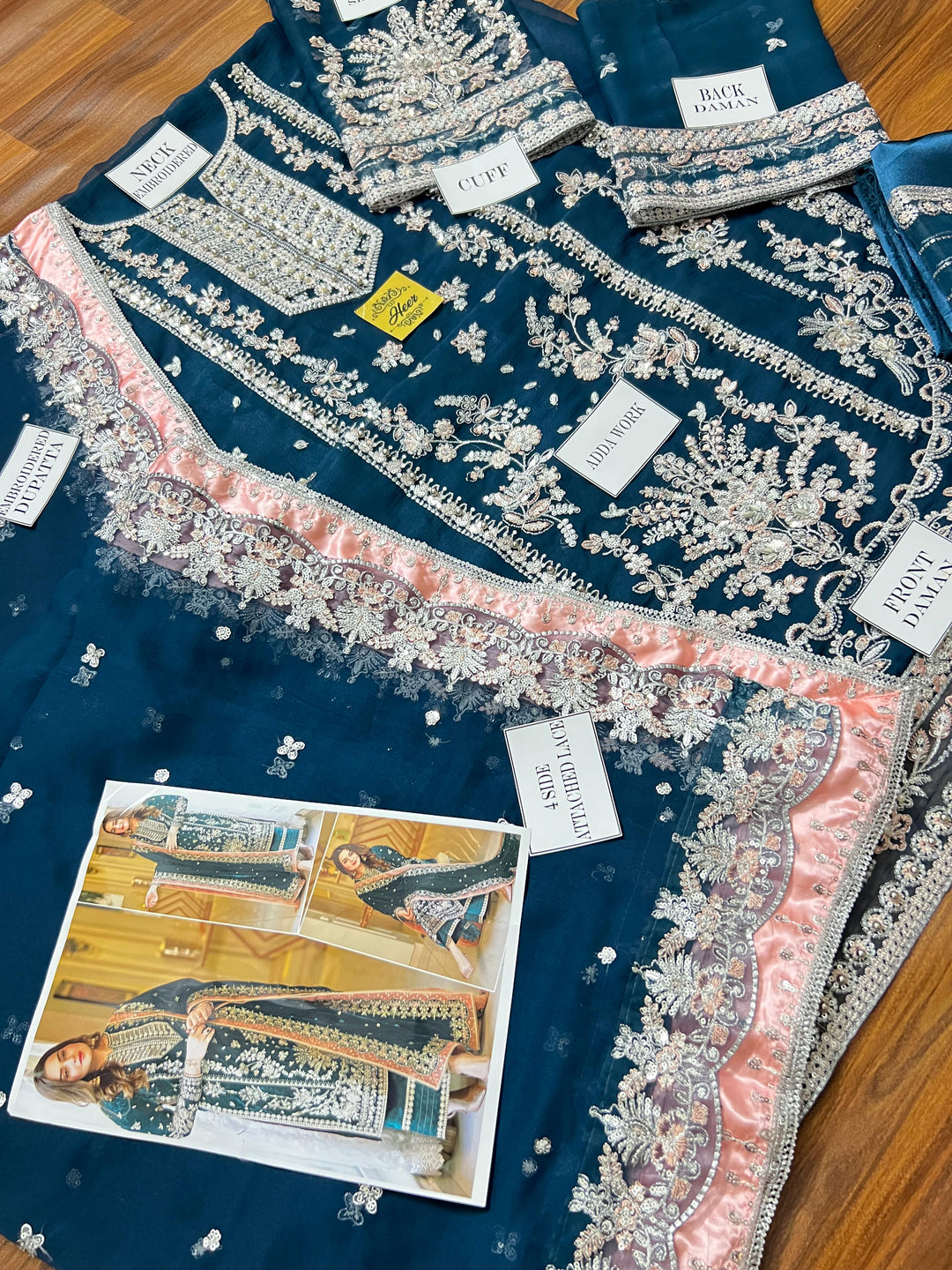 Aneela's Luxury Embroidered Chiffon Wedding Collection- Black With Chiffon Duppata - King Copy