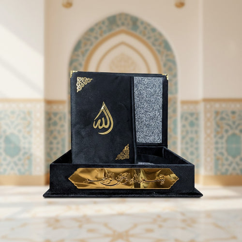 Holy Quran Tajweedi Velvet With Box Black 876-7VB-Black