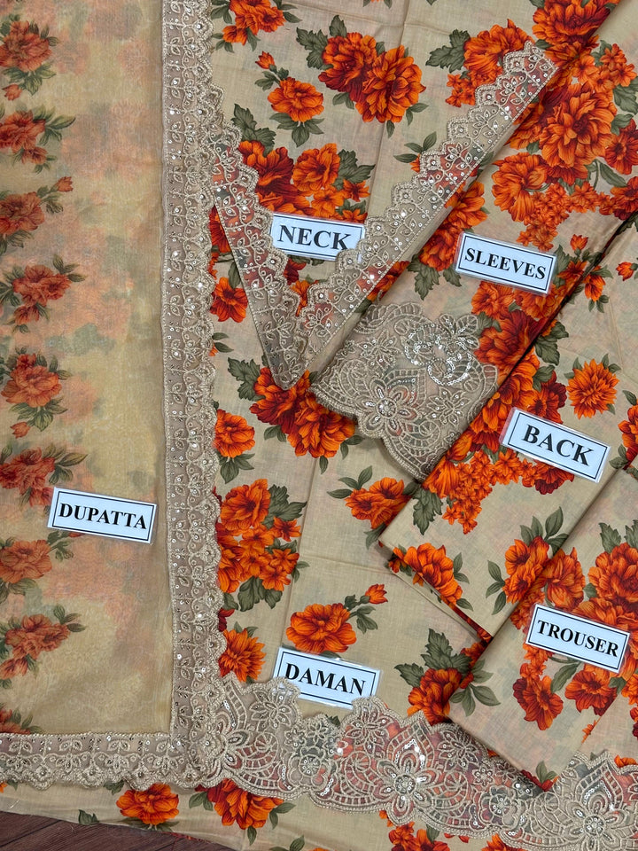Luxury Lawn Suit ✨ | Chiffon Embroidered Dupatta