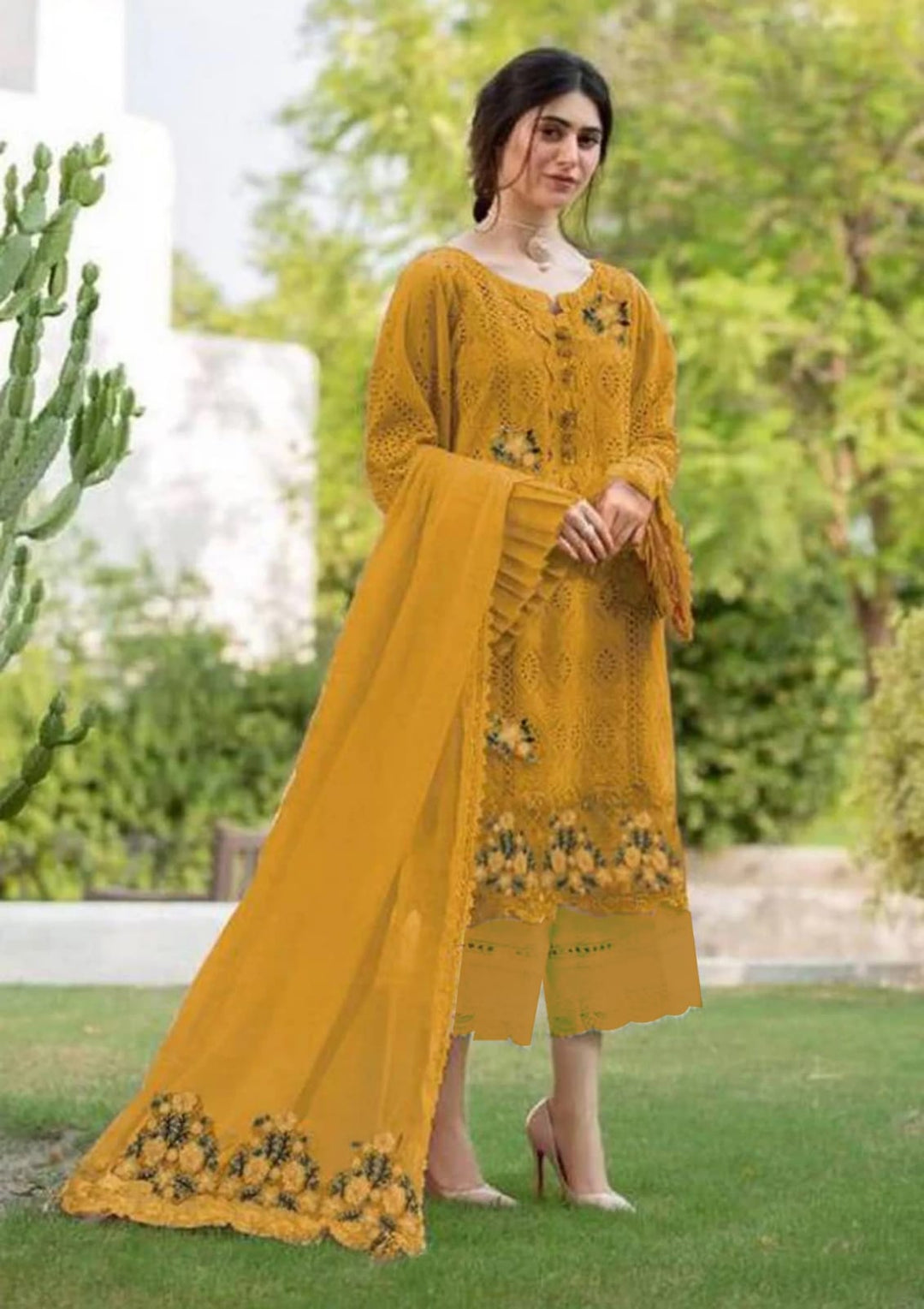 Chikankari Luxury Collection 🌸 | Embroidered Sleeves & Chiffon Dupatta