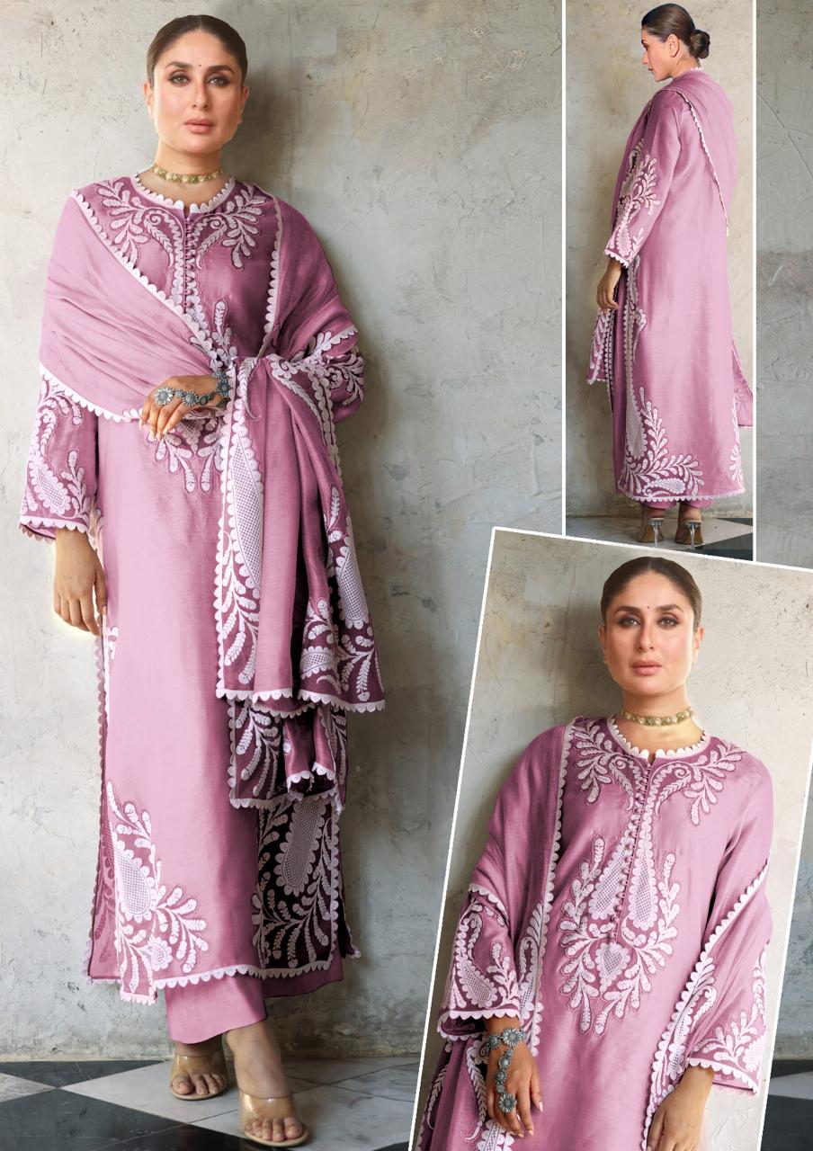 👑 Royal Heavy Embroidered Lava Silk Suit with Organza Dupatta 👑
