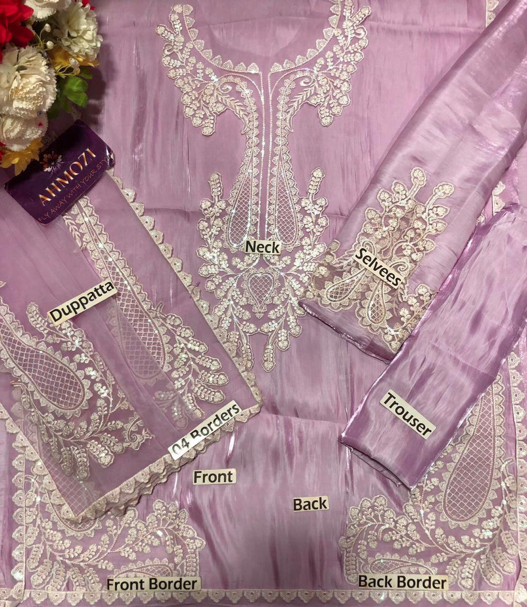 👑 Royal Heavy Embroidered Lava Silk Suit with Organza Dupatta 👑
