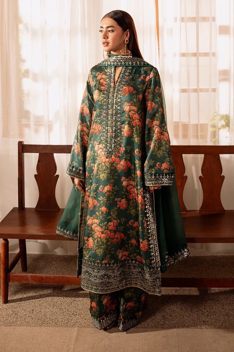 ✨ Luxury Printed Shamoz Silk Heavy Embroidered Suit with Chiffon Dupatta ✨