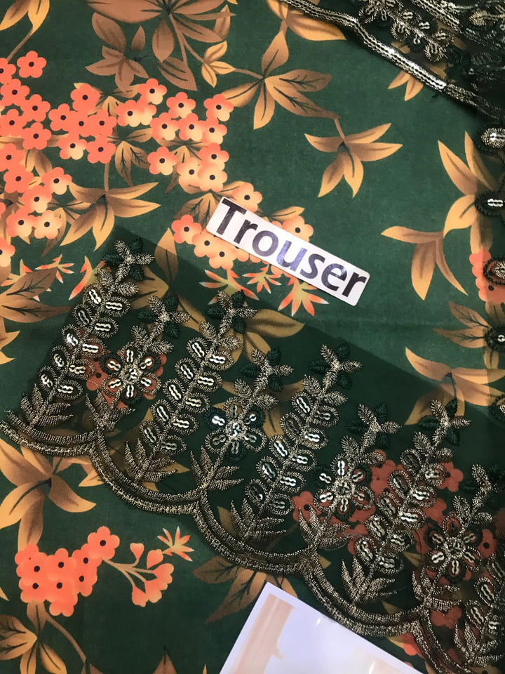 ✨ Luxury Printed Shamoz Silk Heavy Embroidered Suit with Chiffon Dupatta ✨