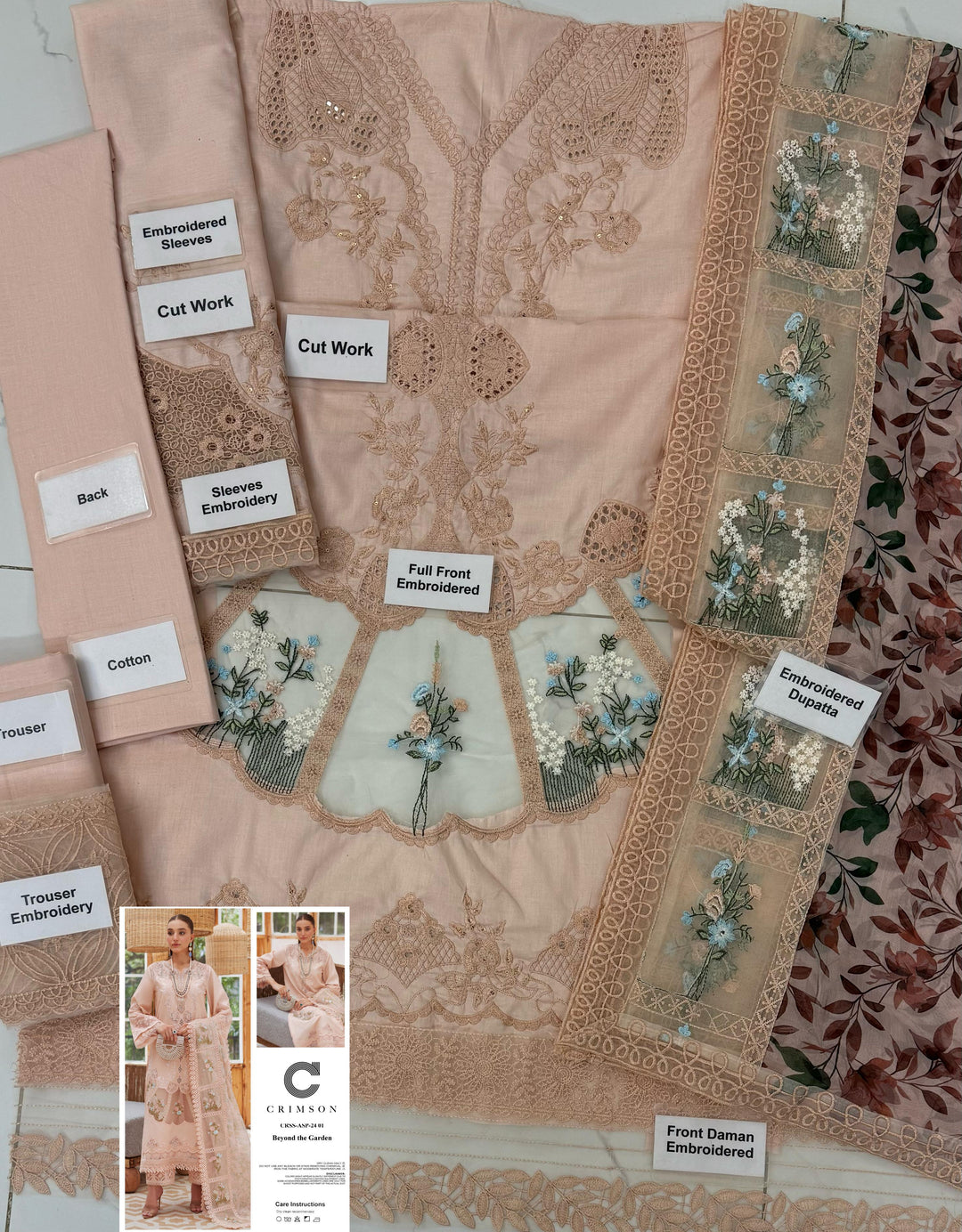 👑 Beyond The Garden Designer Chikankari Embroidered Unstitched Suit 👑