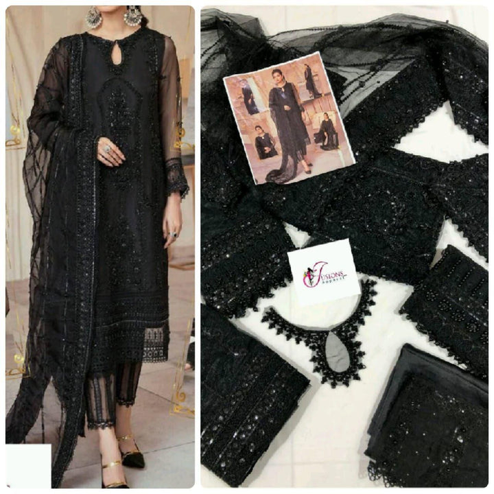 👑 MUSHQ Wedding Edition – Hand Adda Work Heavy Net Embroidered 3PC 👑