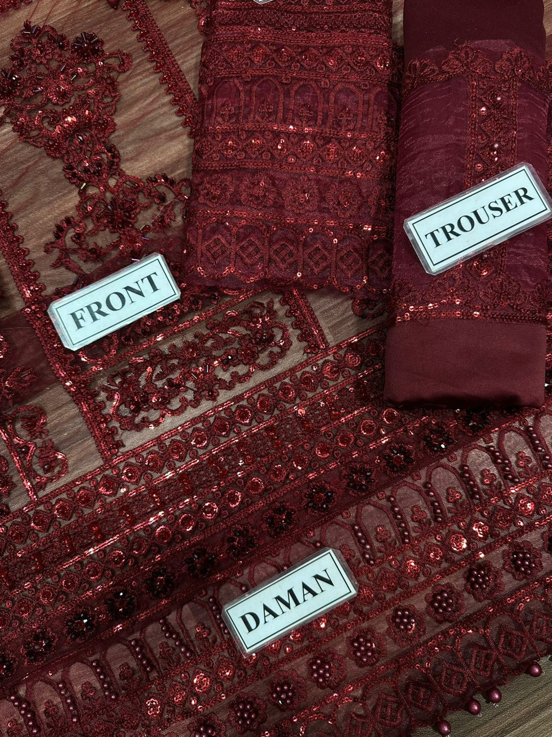 👑 MUSHQ Wedding Edition – Hand Adda Work Heavy Net Embroidered 3PC 👑