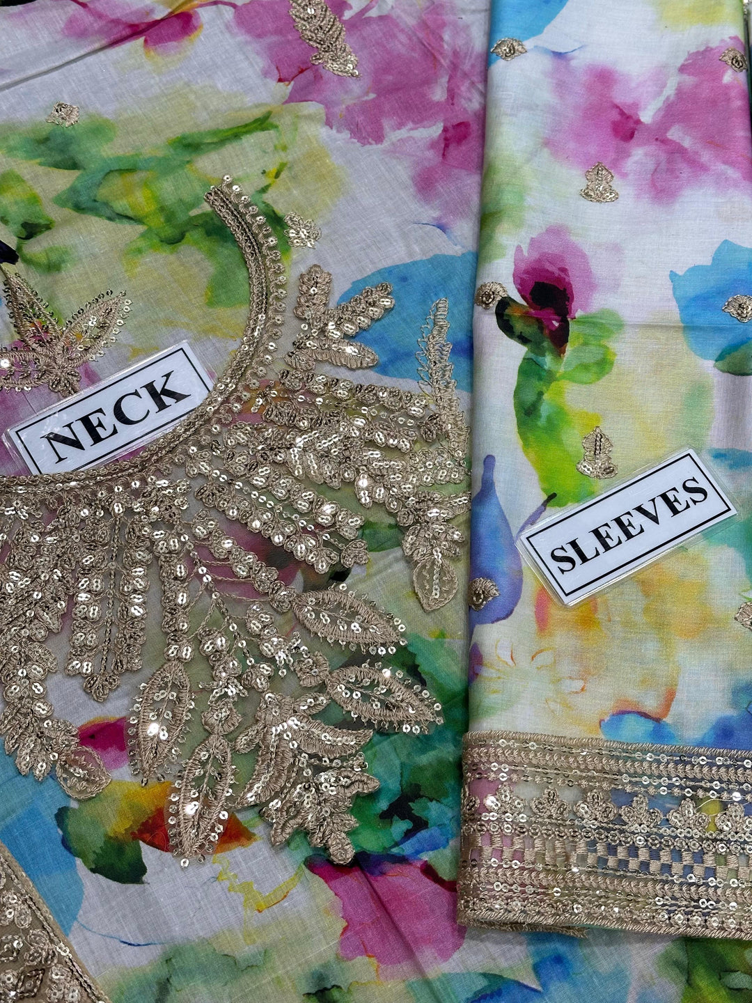 ✨ IZNIK Lawn Luxury – Sequenced Embroidered 3PC with Net Dupatta ✨