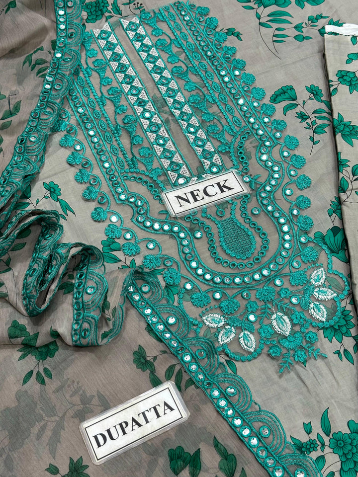 ✨ ANEELA’S Lawn Luxury – 9MM Sequence Embroidered 3PC with Chiffon Dupatta ✨
