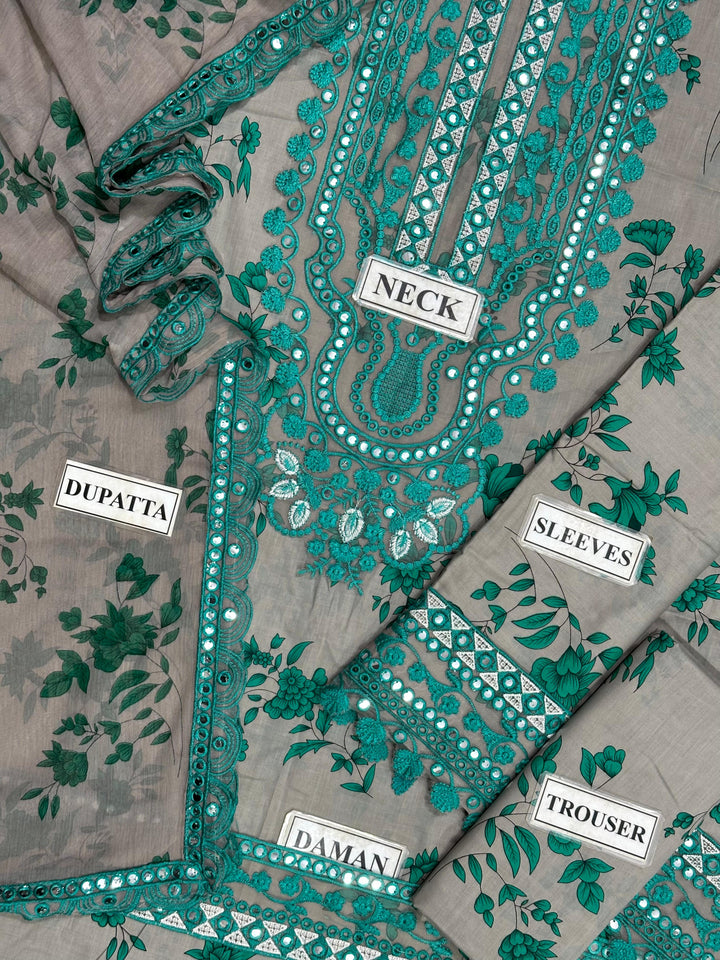 ✨ ANEELA’S Lawn Luxury – 9MM Sequence Embroidered 3PC with Chiffon Dupatta ✨
