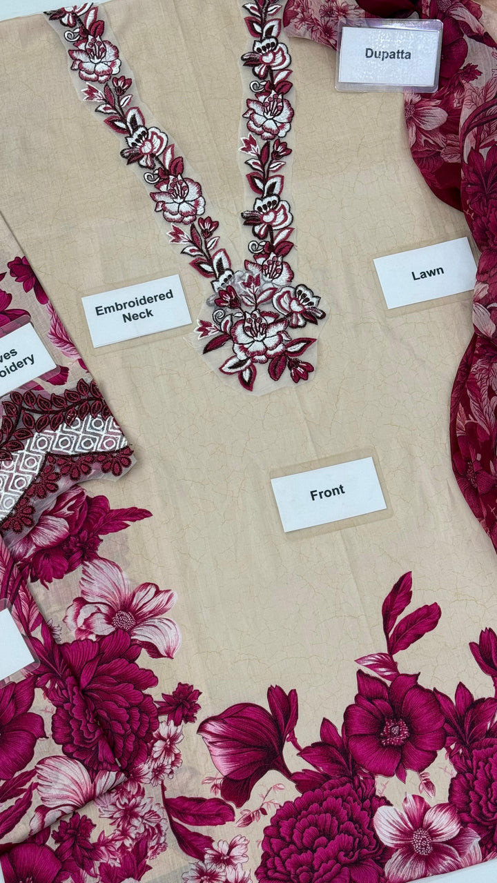 🌸 Adan Libas ADL-09 | Lawn & Chiffon Suit ✨ Al Nisa Embroidery Collection 🌿