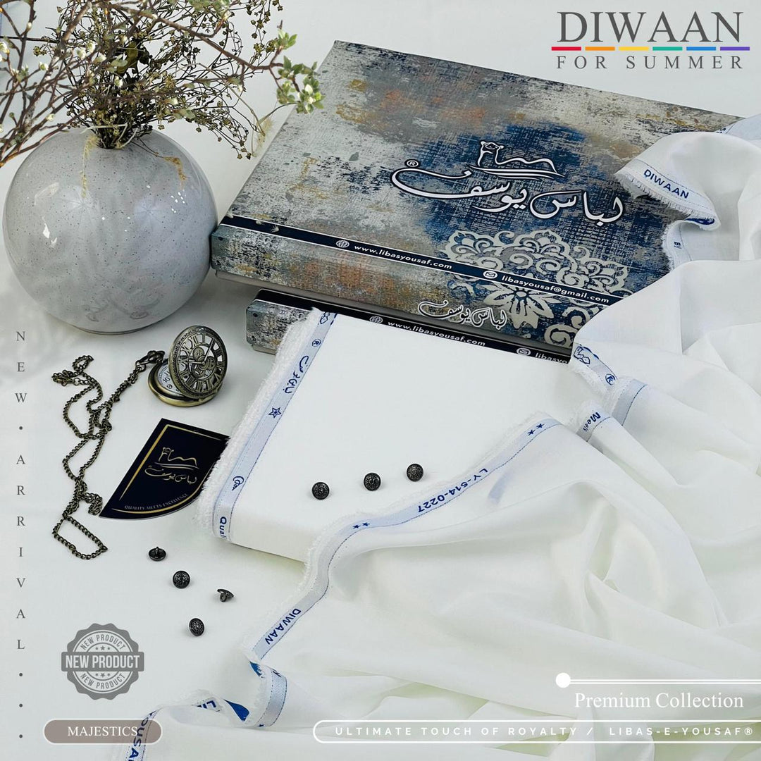DIWAAN For Summer – Majestics Premium White Fabric | Libas-e-Yousaf New Arrival