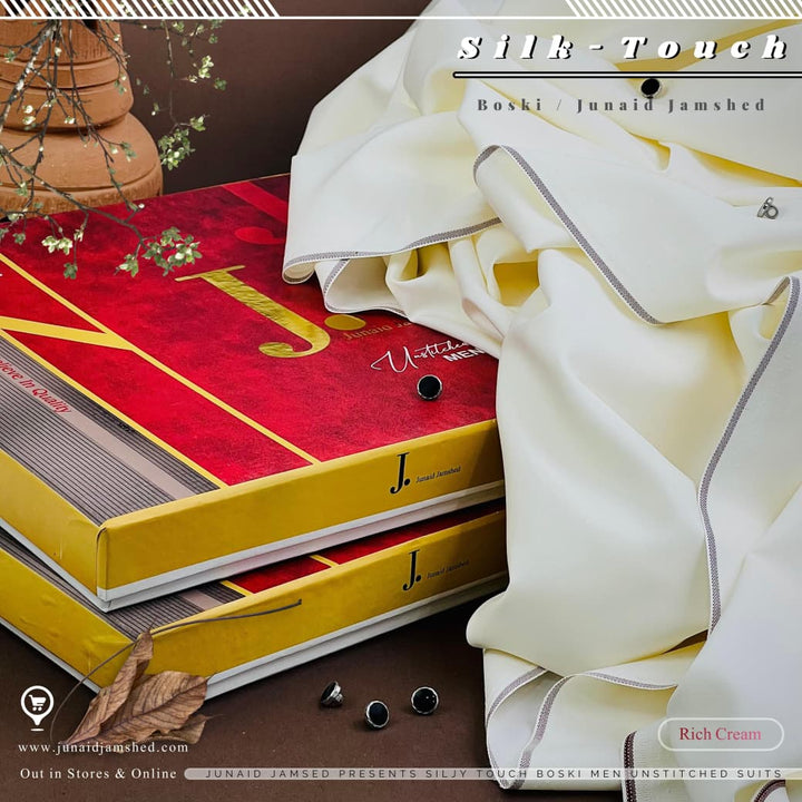 ✨ Silk Touch Boski Unstitched Suit – Rich Cream 🤍 | Premium Soft Fabric | Elegant Men’s Wear