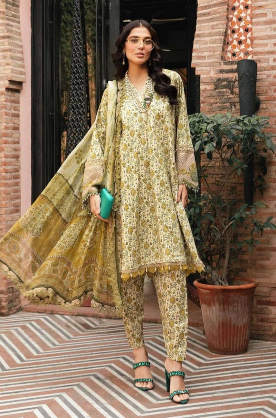 Aneela's Lawn Summer Collection | Cream & Yellow Floral Embroidered 3-Piece Unstitched Suit 🌼💛