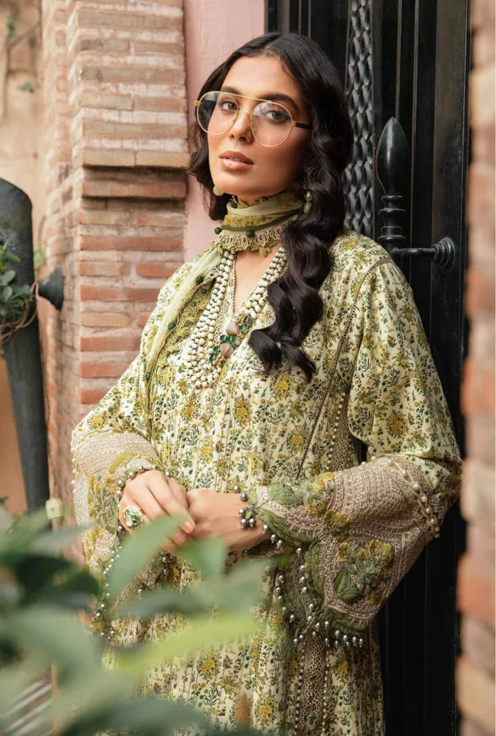 Aneela's Lawn Summer Collection | Cream & Yellow Floral Embroidered 3-Piece Unstitched Suit 🌼💛