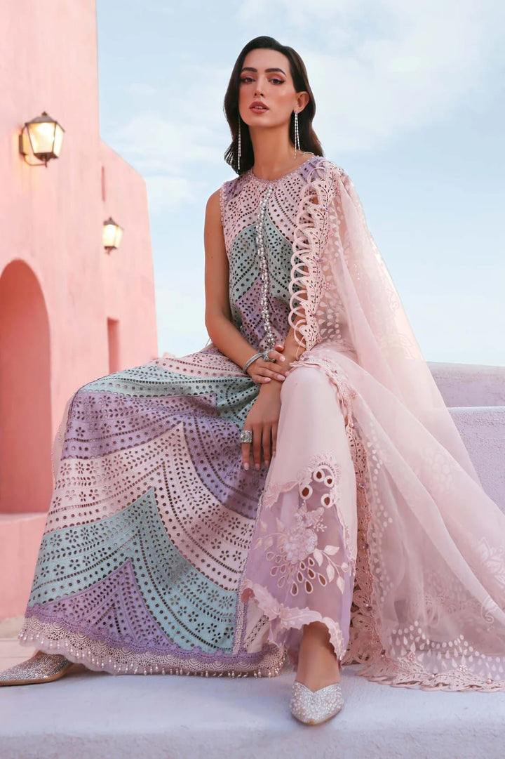 Maria B Lawn Summer Collection | Mauve & Teal Chikankari Embroidered 3-Piece Unstitched Suit 💜🩵✨