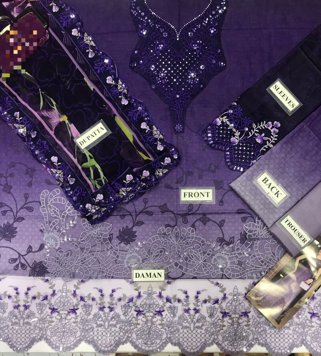 Noor By Saadia Lawn Collection 💜"Purple Reverie" – Embroidered Ombré 3-Piece Lawn Suit