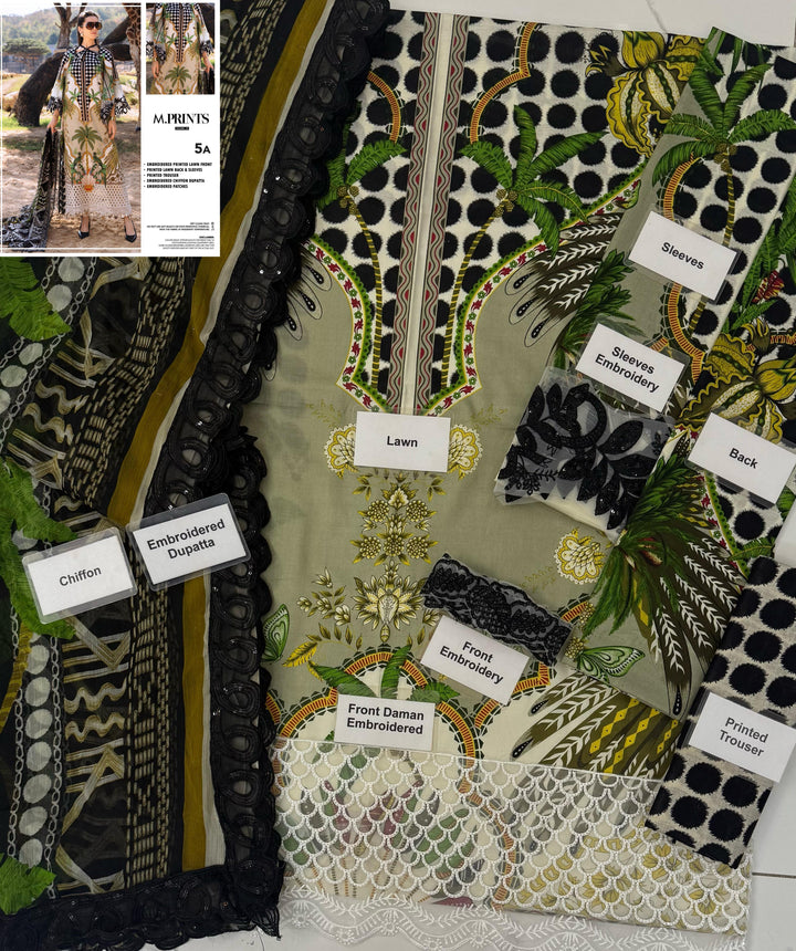 Maria.B M.Prints Tropical Palm Tree Embroidered Printed Lawn 3-Piece Suit