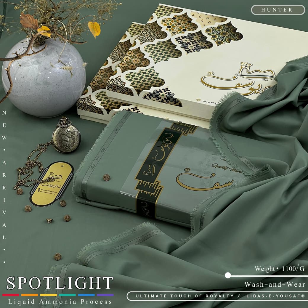 Libas-e-Yousaf SPOTLIGHT – Hunter | Liquid Ammonia Process | Wash-and-Wear Suit