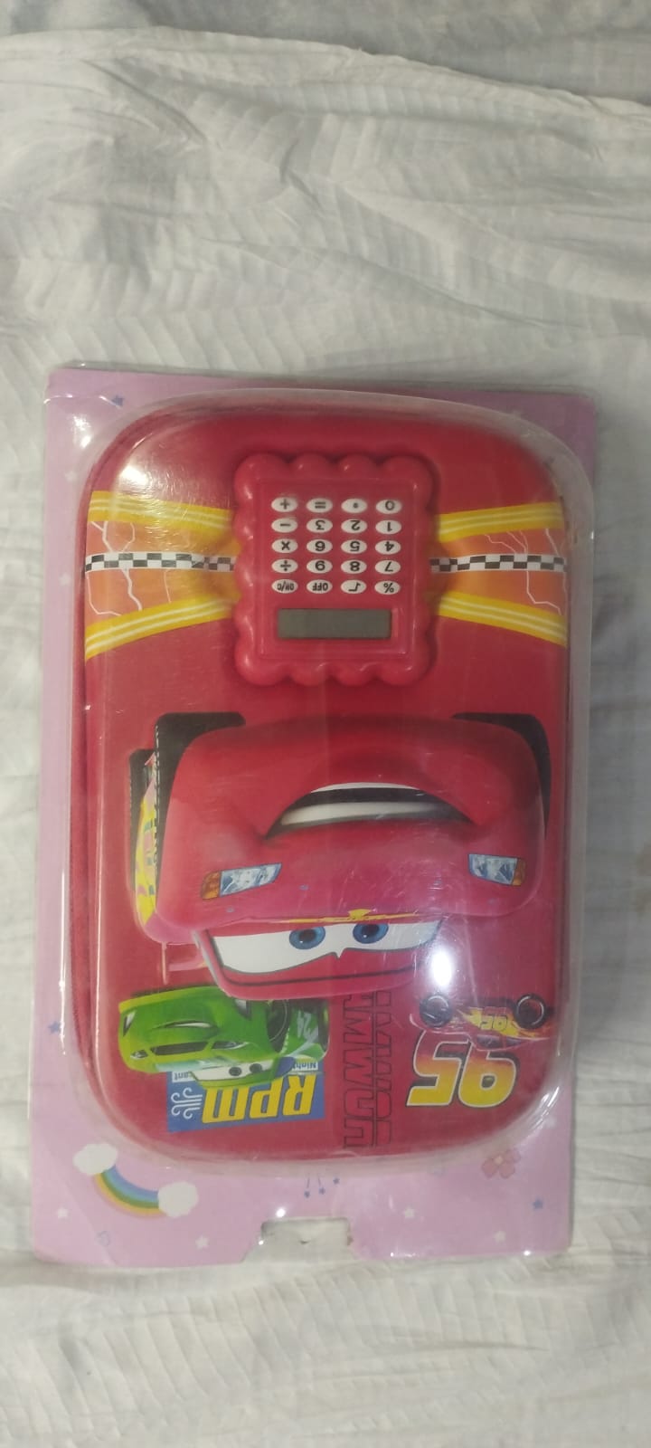 Racing Car Character Pencil Case with Calculator — 3D Hard Shell EVA Zipper Pouch | Boys School Stationery
