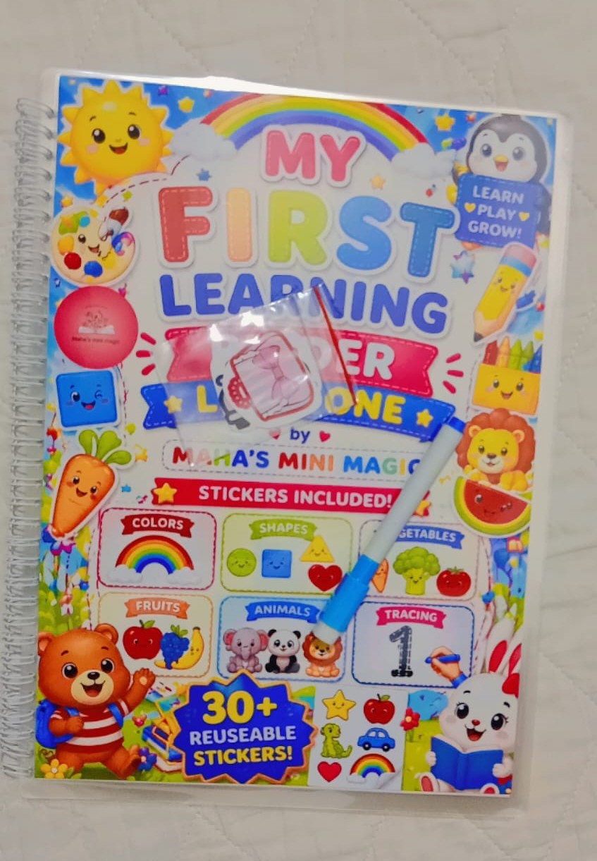 My First Learning Ladder Level One by Maha's Mini Magic — 30+ Reusable Stickers & Marker | Early Learning Workbook for Kids