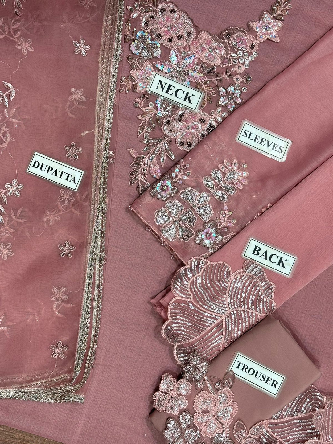 IZNIK Luxury Chiffon Embroidered Unstitched Suit with Organza Dupatta & Malai Trouser – Dusty Mauve | Women's Formal Wear