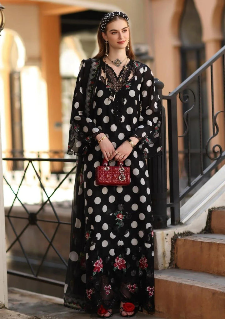 Noor by Sadia Asad Lawn Suit | Beige & Black Polka Dot Print | Shafoon Dupatta