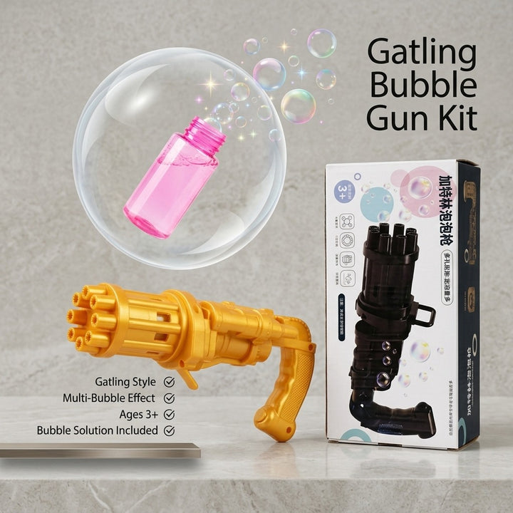 Automatic Bubble Gun Toy for Kids | 69-Hole Electric Bubble Blaster with Bubble Solution Tray | Outdoor Summer Fun Toy