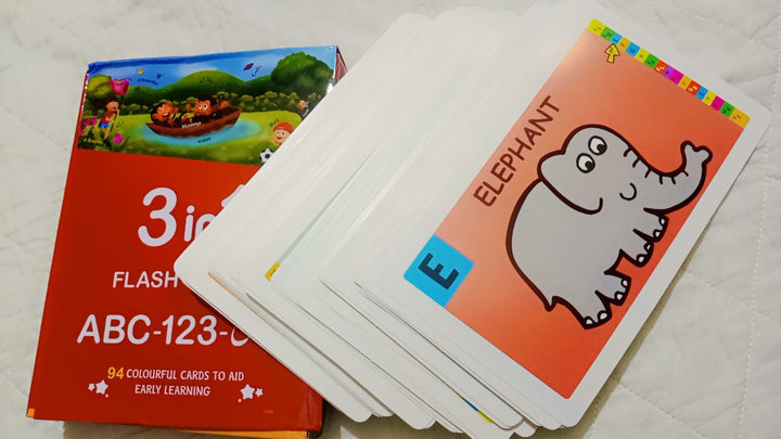 3 in 1 Flash Cards ABC-123 — 94 Colourful Early Learning Cards | Complete Alphabet, Numbers & More Flash Card Set for Kids