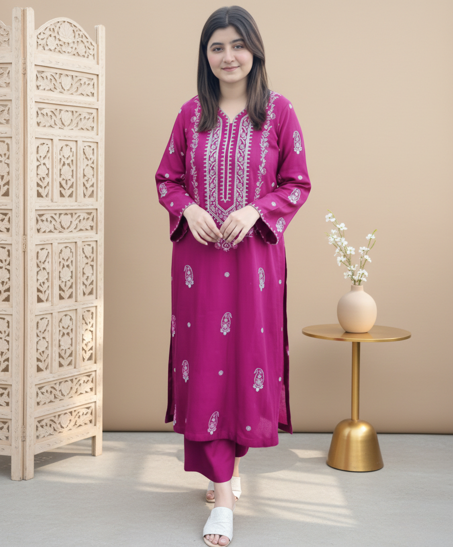 LAAM Pink Embroidered 2 PC Ladies Lawn Suit – Elegant Summer Wear