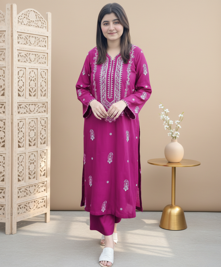 LAAM Pink Embroidered 2 PC Ladies Lawn Suit – Elegant Summer Wear