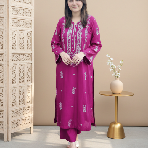 LAAM Pink Embroidered 2 PC Ladies Lawn Suit – Elegant Summer Wear