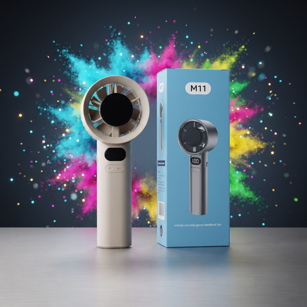 M11 Rechargeable Portable Handheld Turbo Fan with Digital Display & Adjustable Speed