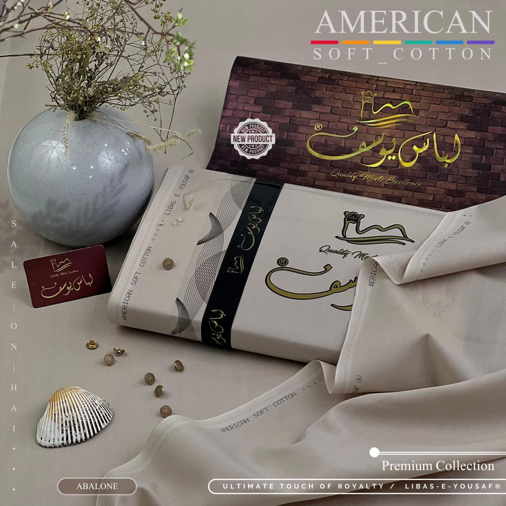 Libas-E-Yousaf American Soft Cotton Men's Unstitched 2 Piece Suit with 9 Premium Buttons – Box Packed