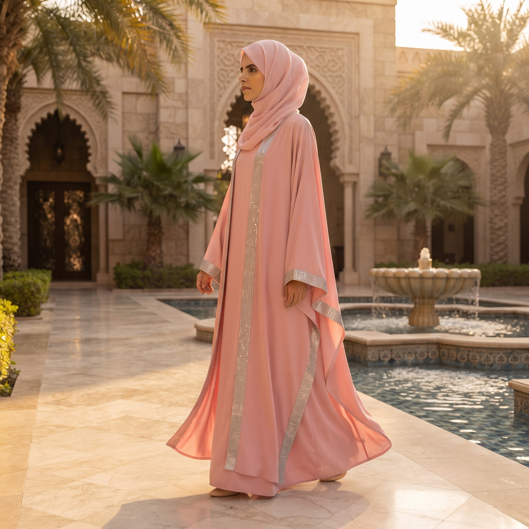 Premium Dubai Imported 2 Piece Butterfly Abaya Set for Women | Nida Fabric with Matching Inner & Hijab