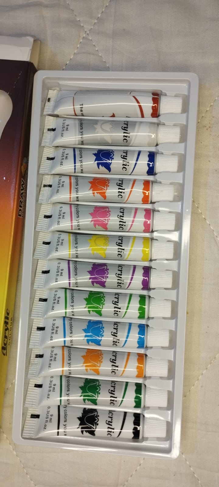 Qian Se Baby 12-Color Acrylic Paint Set — 9ml Tubes | Beginner Artist Kit for Canvas, Wood & Craft Painting