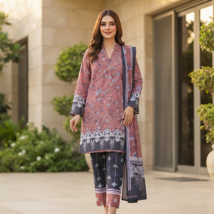 SADABAHAR Printed Stitched 3 Piece Suit for Women | Ready to Wear