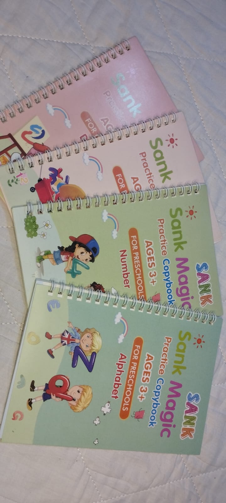 Sank Magic Practice Copybook Set for Kids – 4 Books with Pen & Refills (Reusable Handwriting Workbooks)