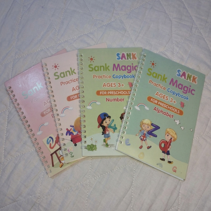 Sank Magic Practice Copybook Set for Kids – 4 Books with Pen & Refills (Reusable Handwriting Workbooks)