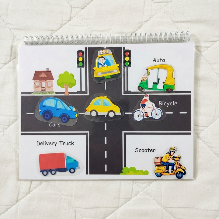 Transport Sticker Book by Maha's Mini Magic — Kids Vehicle Activity Book | Boys Sticker Book with Cars, Planes & More